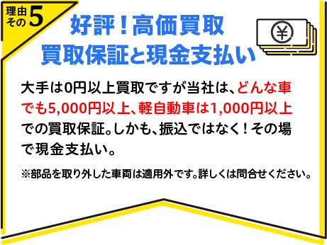 好評！高価買取　買取保証と現金支払い